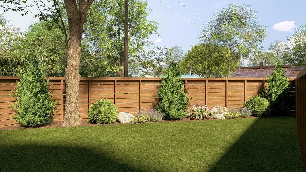 View of fenced backyard