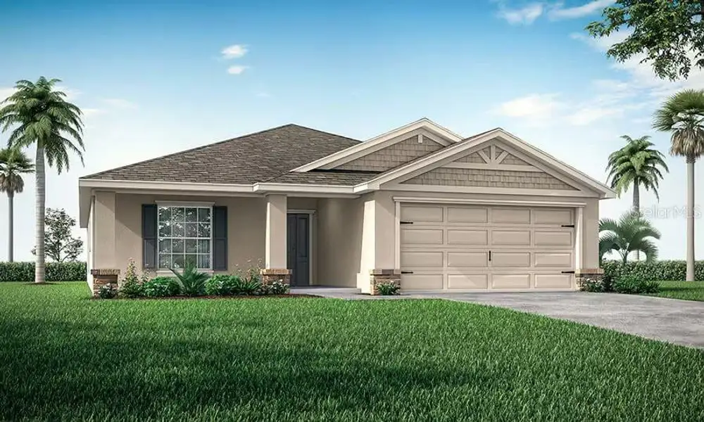 Front exterior of a new home in Bennah Oaks, Belleview, FL, highlighting curb appeal (Image 1).