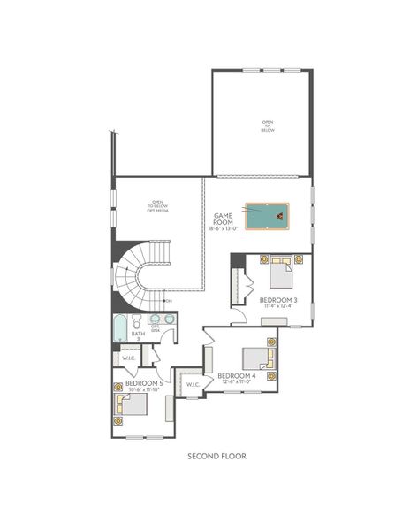 2D floor plan layout of this home in Heritage, Dripping Springs, TX (Image 5).