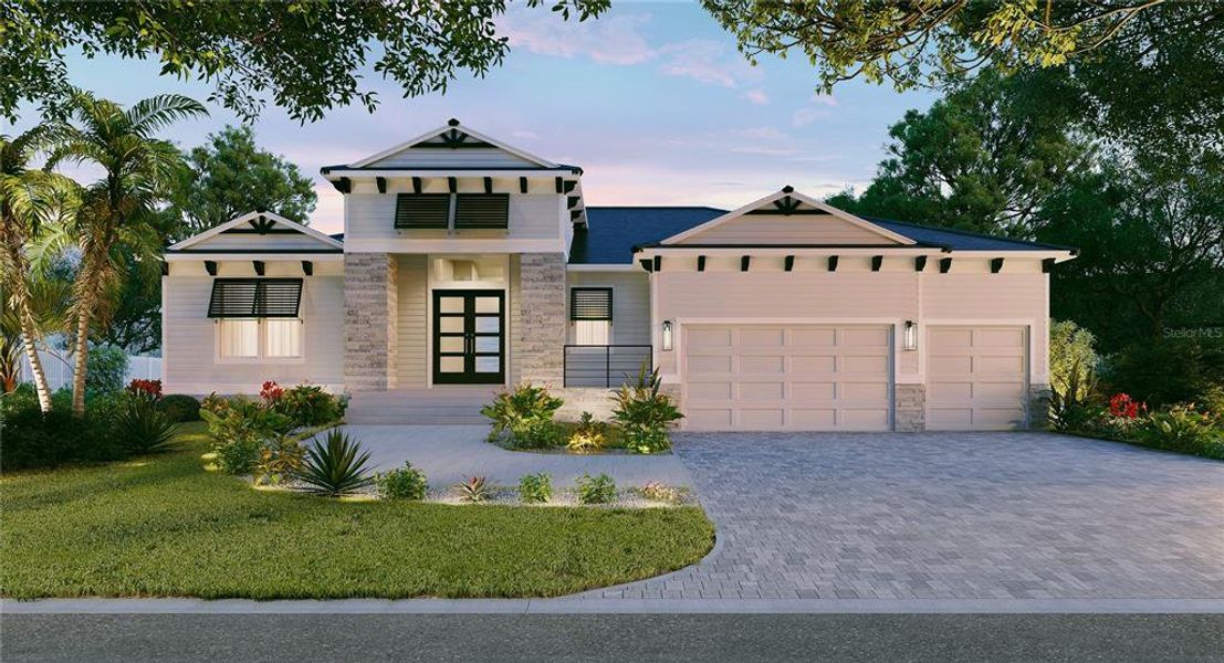Front exterior of a new home in , Sarasota, FL, highlighting curb appeal (Image 2). Front exterior of a new home in , Sarasota, FL, highlighting curb appeal (Image 2).
