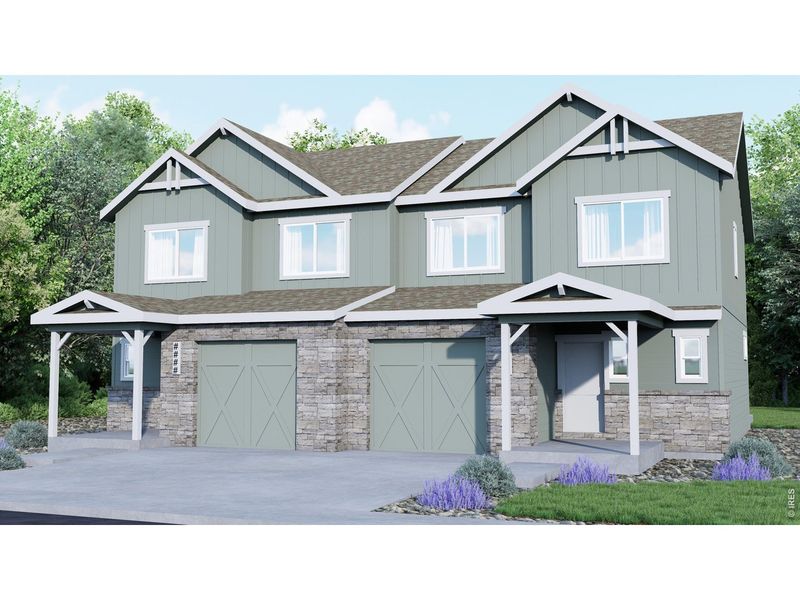 Front exterior of a new home in Wilson Commons, Loveland, CO, highlighting curb appeal (Image 2). Front exterior of a new home in Wilson Commons, Loveland, CO, highlighting curb appeal (Image 2).