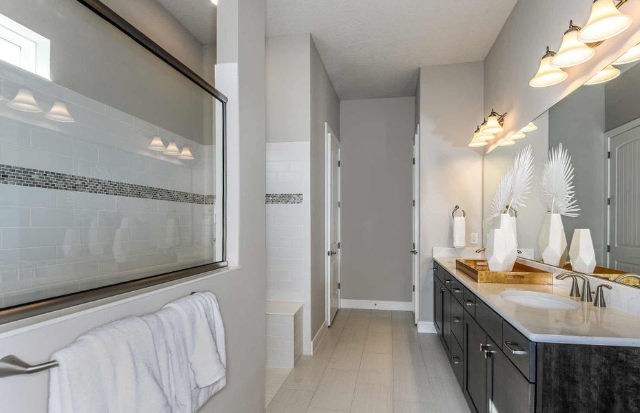 Owner's Bathroom with Dual Sinks and Walk-in Shower