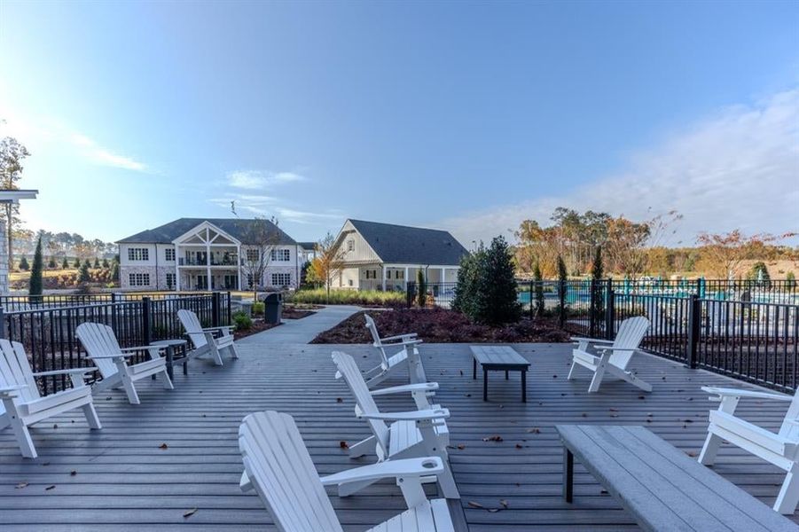 Deck overlooking Chattahoochee River.