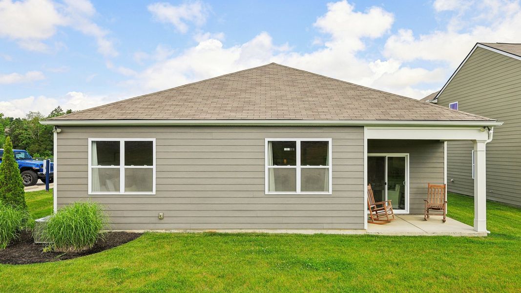 Exterior details and patio area of a home in Reserve at Hickory Ridge, Columbia (Image 22).