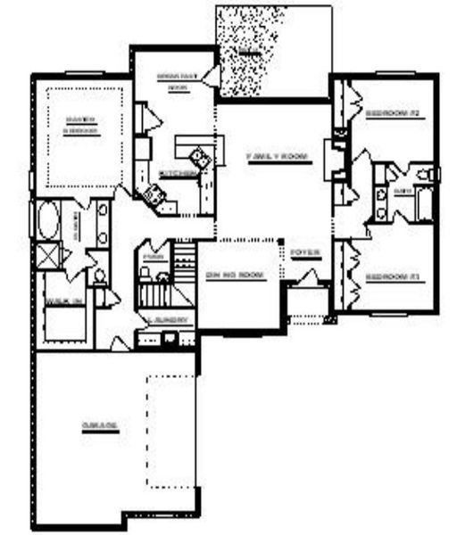 2D floor plan layout for the Bagwell Place by Sentinel Builders, Inc. in Hannah’s Grove, Halls, TN (Image 2).