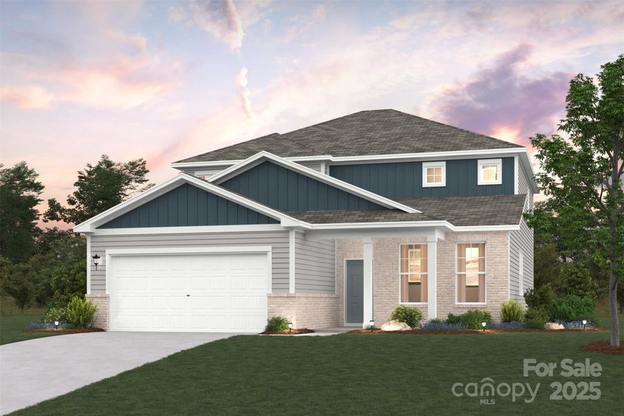 Front exterior of a new home in Running Creek, Locust, NC, highlighting curb appeal (Image 1).