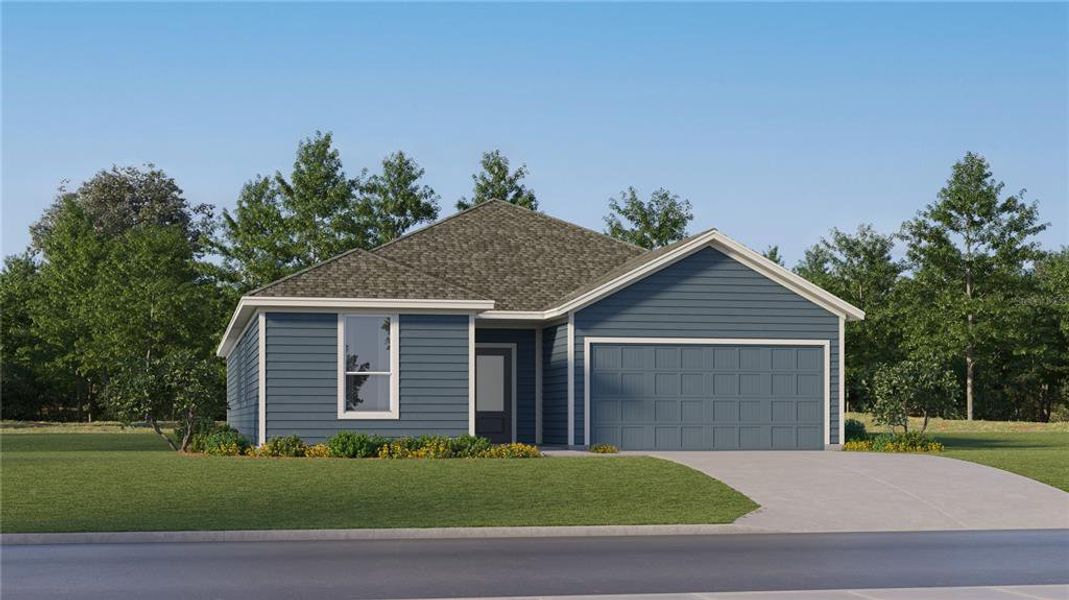 Front exterior of a new home in Meadow Pointe, Groveland, FL, highlighting curb appeal (Image 1). Front exterior of a new home in Meadow Pointe, Groveland, FL, highlighting curb appeal (Image 1).