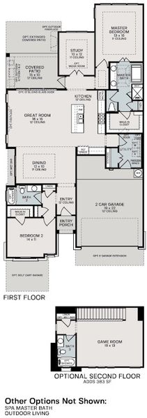 2D floor plan layout for the Bertram by Sitterle Homes in Comanche Trace, Kerrville, TX (Image 3).