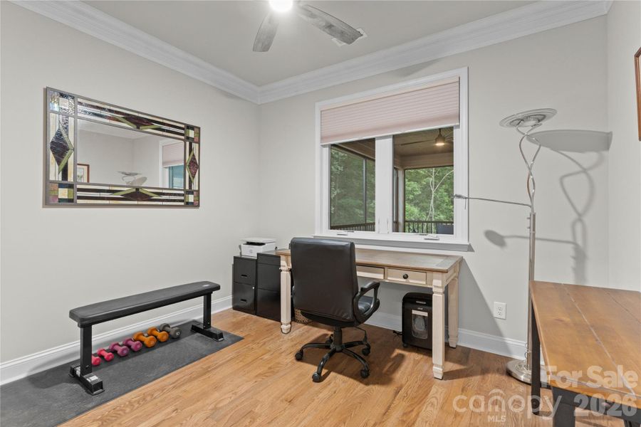 Guest bedroom currently being used as an office.
