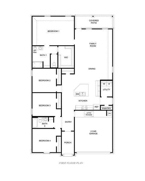2D floor plan layout for the Kingston by D.R. Horton in London Towne, Corpus Christi, TX (Image 3). 2D floor plan layout for the Kingston by D.R. Horton in London Towne, Corpus Christi, TX (Image 3).