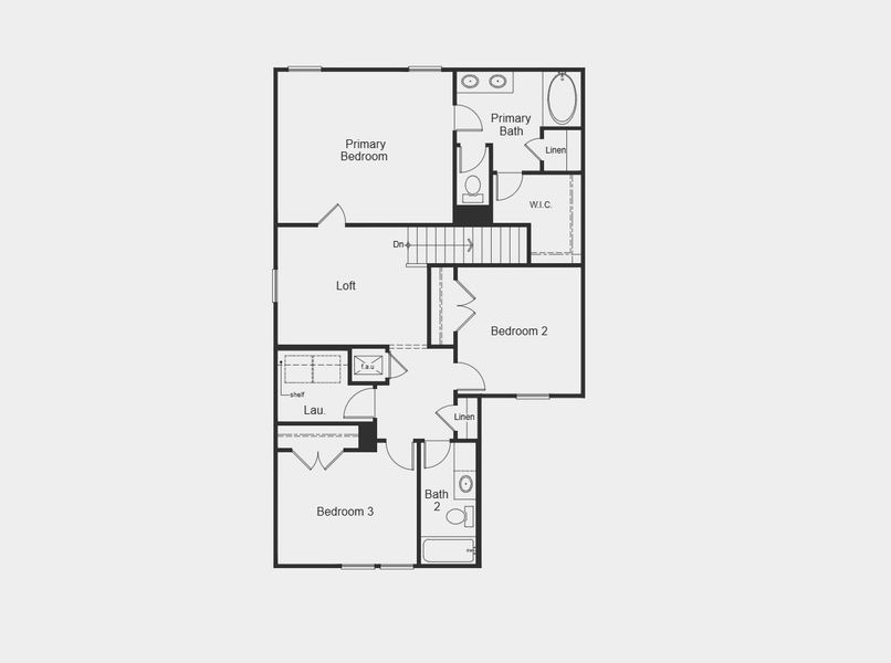2D floor plan layout for the 1772 by KB Home in Sunset Oaks, Maxwell, TX (Image 7).