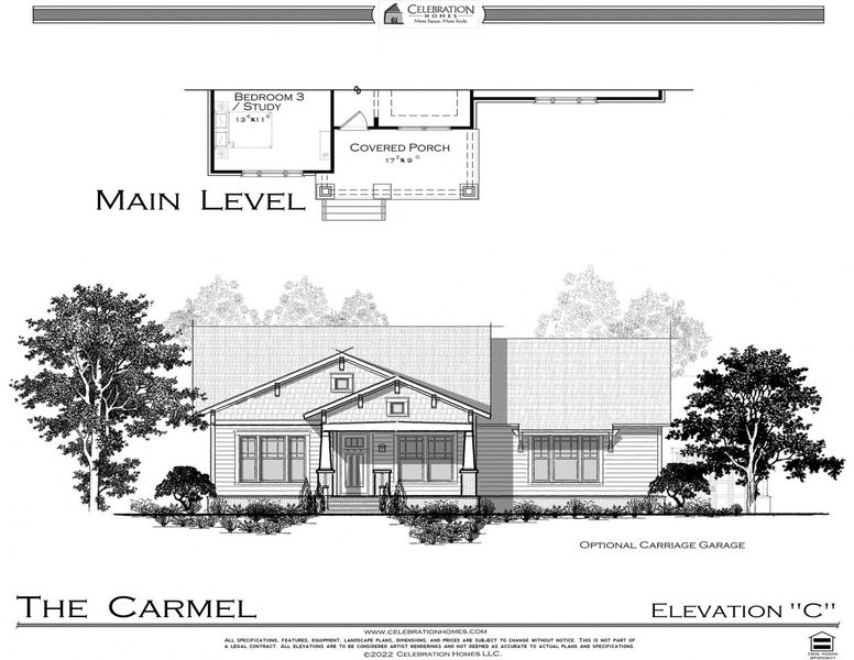Representative rendering of the exterior for the Carmel by Celebration Homes (Image 8).