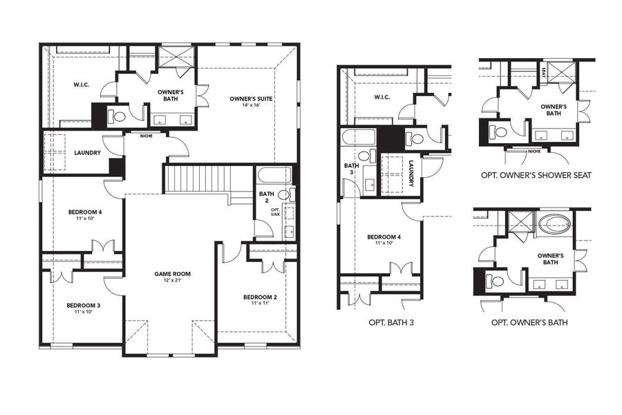 2D floor plan layout of this home in Park at Eldridge, Sugar Land, TX (Image 3).