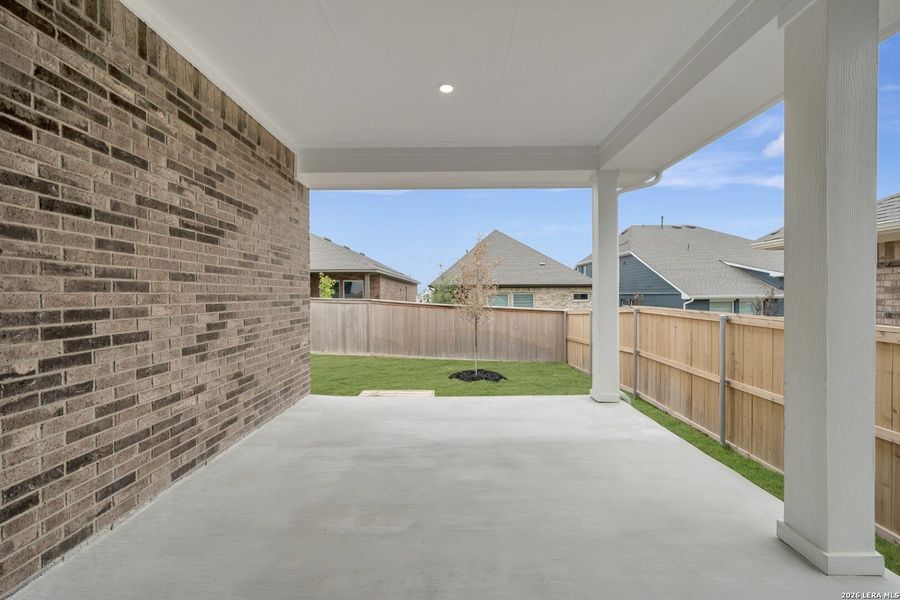 Exterior details and patio area of a home in Mayfair - Select Garden Series, New Braunfels (Image 16).