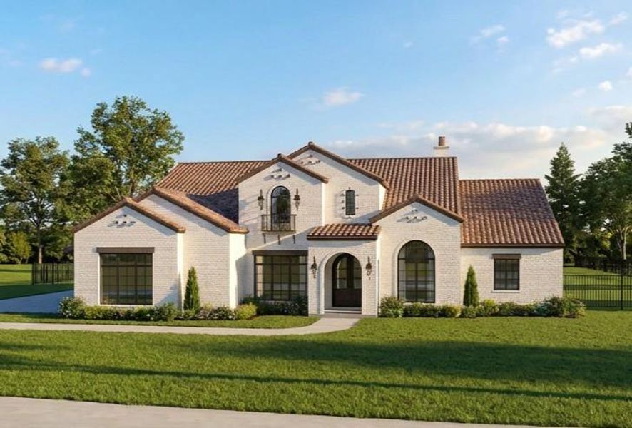 Front exterior of a new home in , Aledo, TX, highlighting curb appeal (Image 1). Front exterior of a new home in , Aledo, TX, highlighting curb appeal (Image 1).