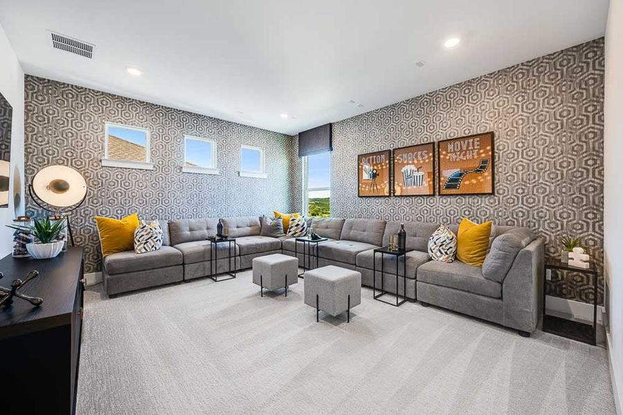 Representative furnished interior of a home built from the Catalina by Taylor Morrison in Travisso Florence Collection, Leander (Image 25).