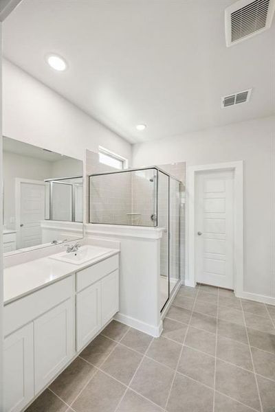 Primary Bathroom in the Masters home plan by Trophy Signature Homes – REPRESENTATIVE PHOTO