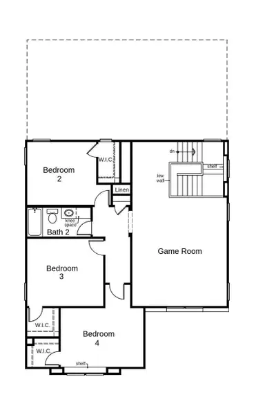 This floor plan features 4 bedrooms, 2 full baths, 1 half bath, and over 2,500 square feet of living space.