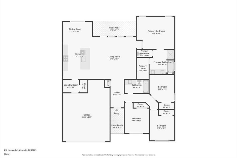 2D floor plan layout of this home in , Alvarado, TX (Image 3).