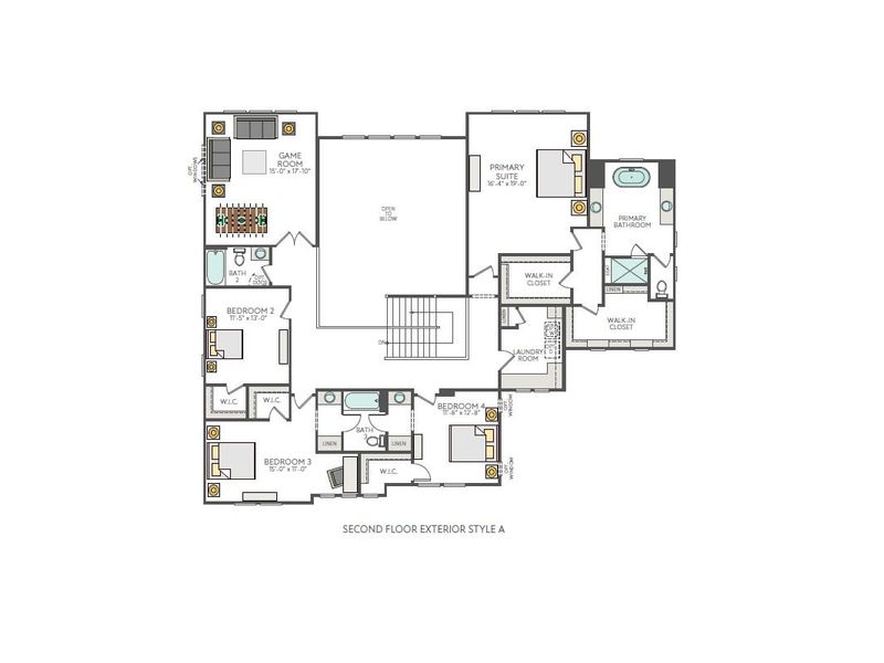 2D floor plan layout for the Weatherby by Tri Pointe Homes in Castleberry Reserve, Apex, NC (Image 4).