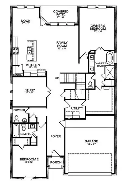 2D floor plan layout of this home in The Highlands, Porter, TX (Image 4). 2D floor plan layout of this home in The Highlands, Porter, TX (Image 4).