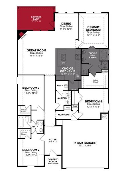 2D floor plan layout of this home in Whitewing Trails, Princeton, TX (Image 3).