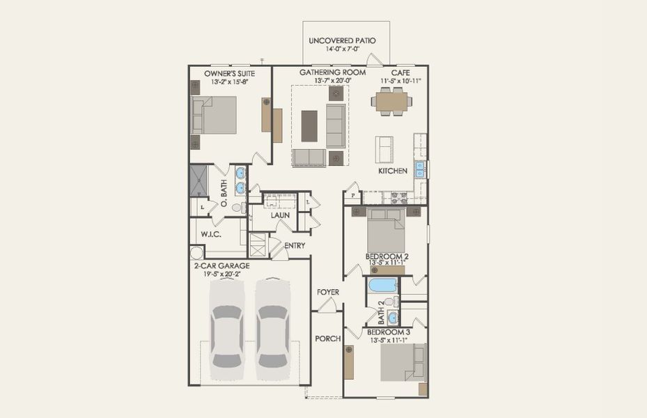 2D floor plan layout of this home in Mobberly Farms, Pilot Point, TX (Image 2). 2D floor plan layout of this home in Mobberly Farms, Pilot Point, TX (Image 2).