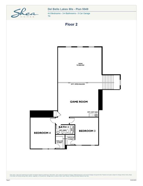 2D floor plan layout of this home in Del Bello Lakes 60', Manvel, TX (Image 3). 2D floor plan layout of this home in Del Bello Lakes 60', Manvel, TX (Image 3).