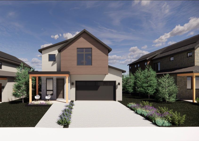 Exterior:The Sage in Exterior Color Palette 6 - a crisp, fresh palette that enhances the homes modern design.