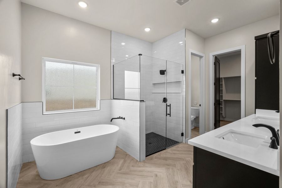 Representative furnished interior of a home built from the Pebble Beach- II by LEH. Homes in Verdancia, El Paso (Image 34).