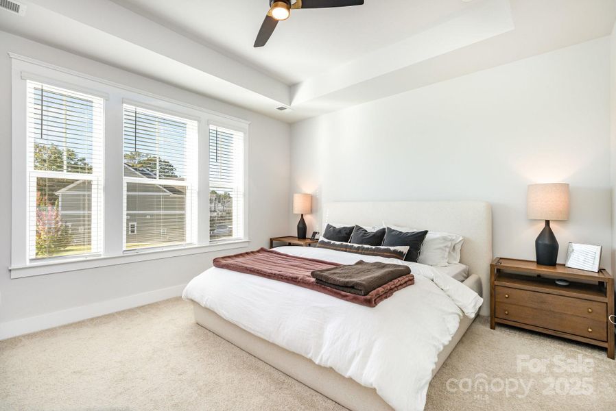 Huge Primary bedroom with large windows.