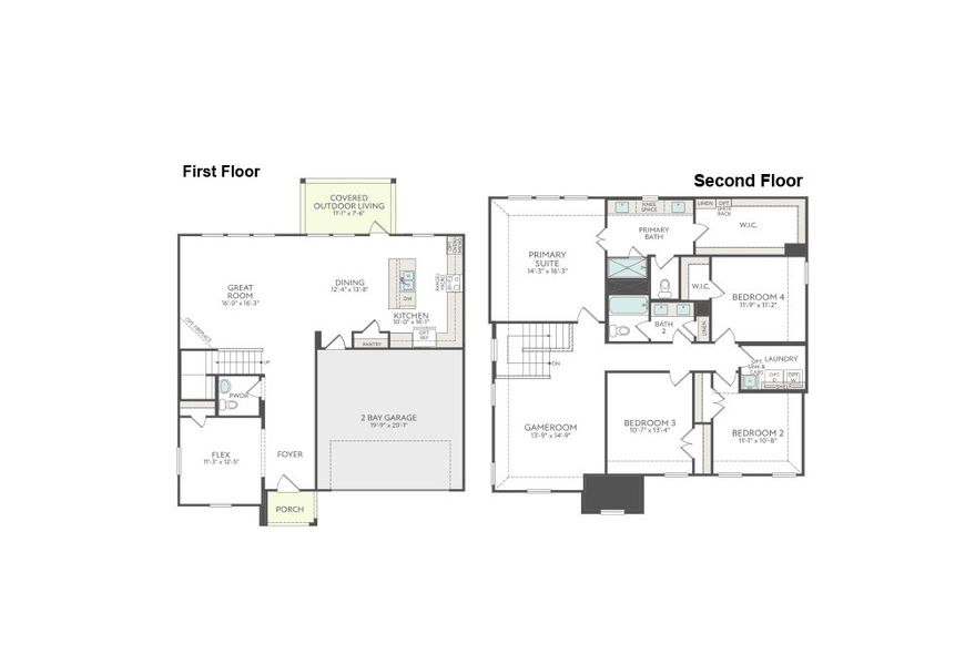 2D floor plan layout for the Ivy by Tri Pointe Homes in LaPrelle, Haslet, TX (Image 4).