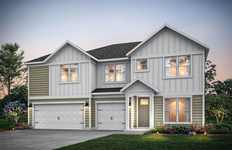 Front exterior of a new home in Sweetwater Hills, Moore, SC, highlighting curb appeal (Image 1). Front exterior of a new home in Sweetwater Hills, Moore, SC, highlighting curb appeal (Image 1).