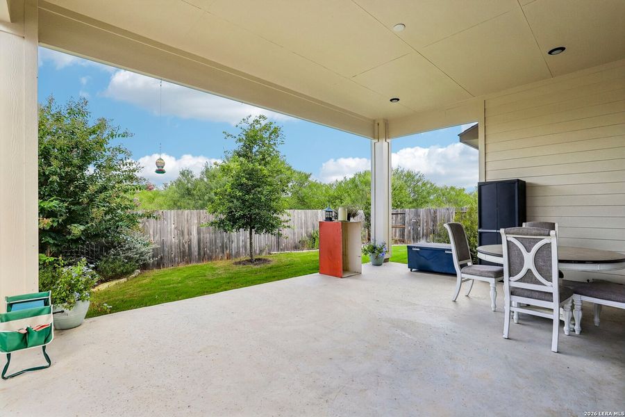 Exterior details and patio area of a home in Nolte Farms, Seguin (Image 27). Exterior details and patio area of a home in Nolte Farms, Seguin (Image 27).