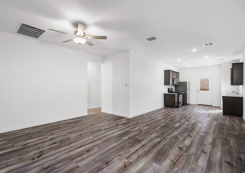 The family room has enough space to gather all friends and family.