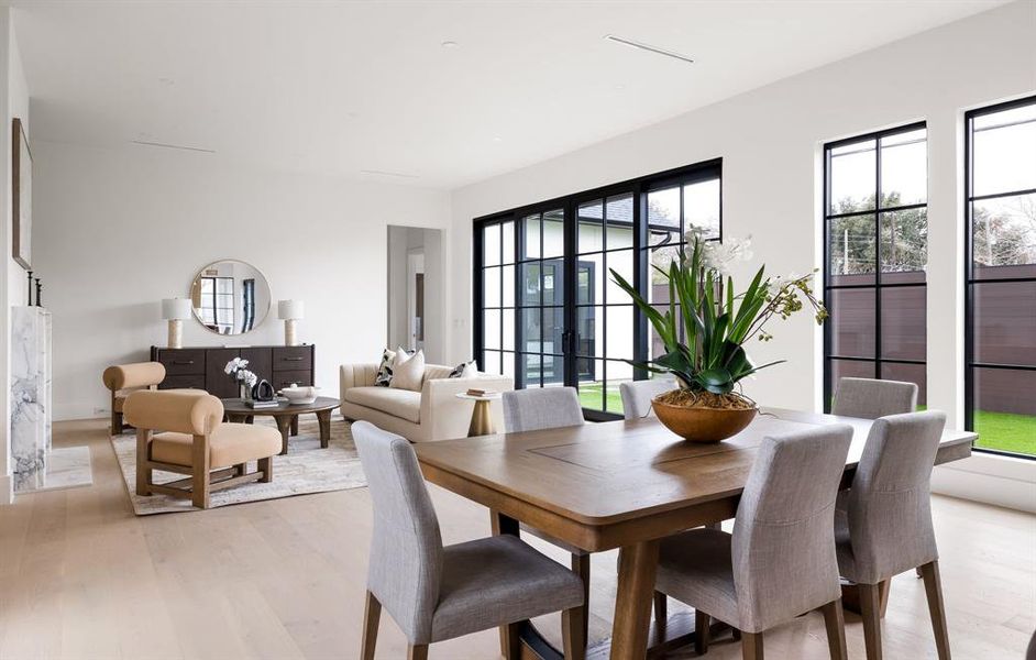 Dining space featuring light wood-style flooring