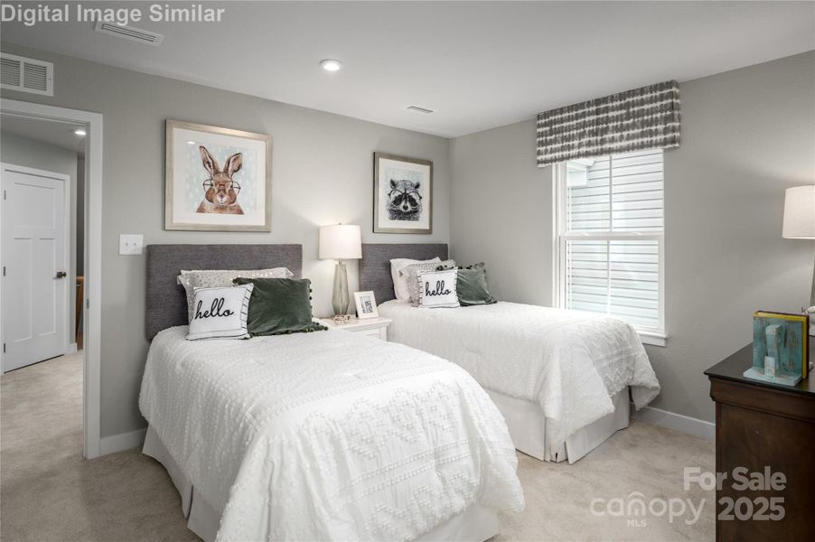 Sharing is caring in this bright and cheerful kids’ bedroom, perfectly sized for twin beds and endless memories. With plenty of space to play and personalize, it’s a blank canvas for creativity—whether it’s superhero posters, fairy lights, or game zones.