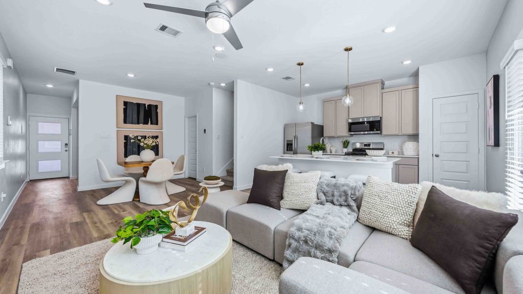 Representative furnished interior of a home built from the GARDENIA by D.R. Horton in Highland Court, Houston (Image 6). Representative furnished interior of a home built from the GARDENIA by D.R. Horton in Highland Court, Houston (Image 6).