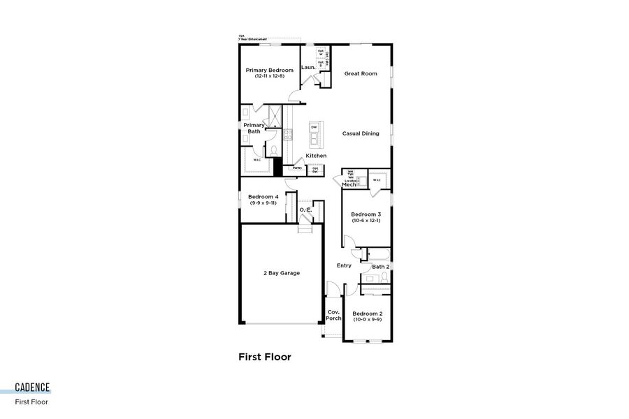 2D floor plan layout for the Cadence by DRB Homes in Bloom, Fort Collins, CO (Image 4).