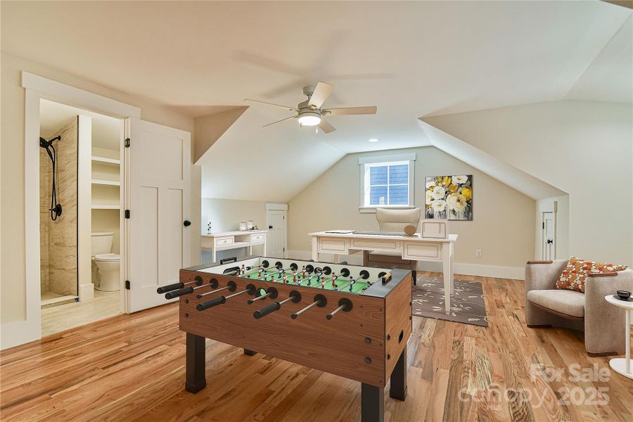 Upstairs Office/Recreation Room with Full Bathroom