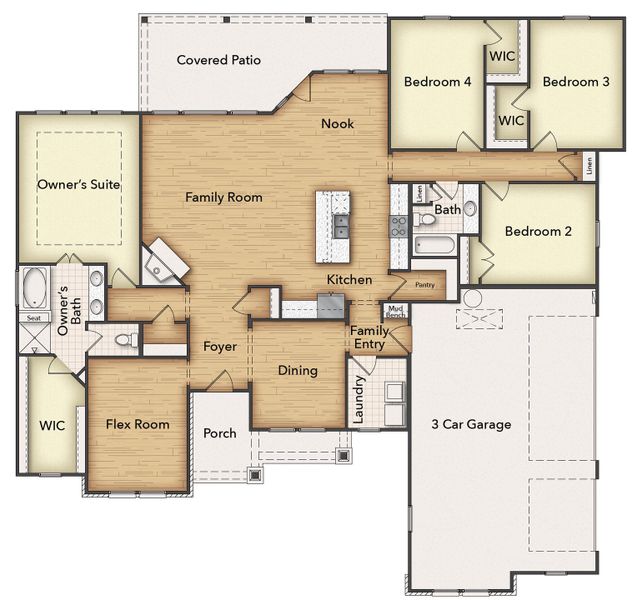 2D floor plan layout for the Colorado III by Riverside Homebuilders in Hillview Addition, Decatur, TX (Image 5). 2D floor plan layout for the Colorado III by Riverside Homebuilders in Hillview Addition, Decatur, TX (Image 5).