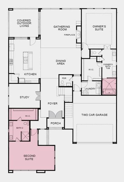 Additional Highlights include: Shower at bath 2, double doors at front entry and study, and separate tub and shower at primary bath.
