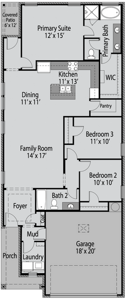 2D floor plan layout for the Blackburn by UnionMain Homes in Creekside, Royse City, TX (Image 4).