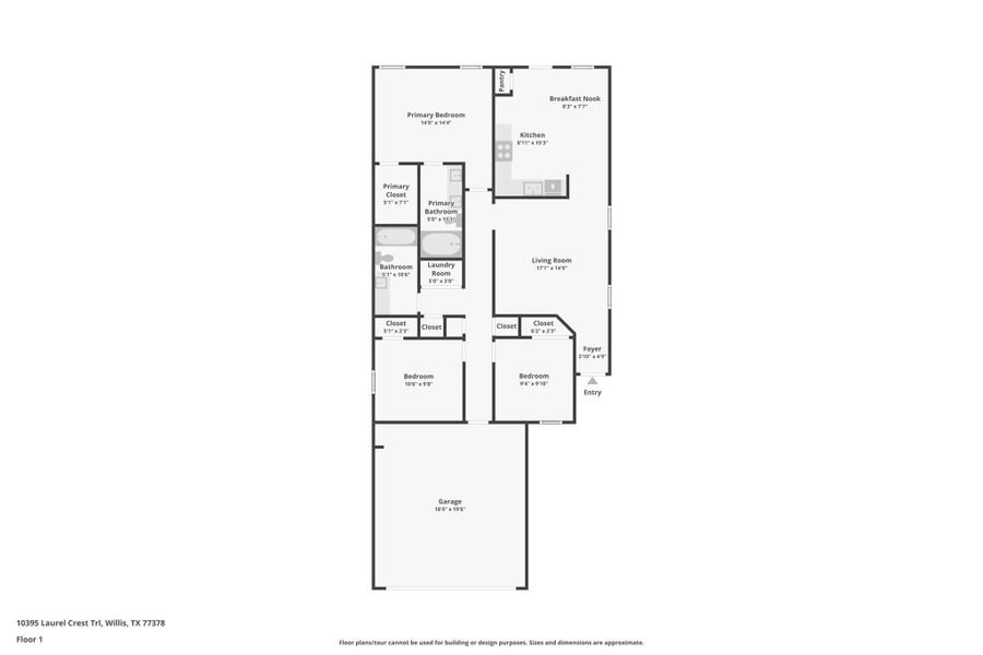 This floor plan features 3 bedrooms, 2 full baths, and over 1,200 square feet of living space.