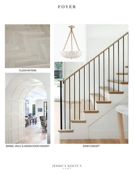 Stairway featuring arched walkways and parquet flooring