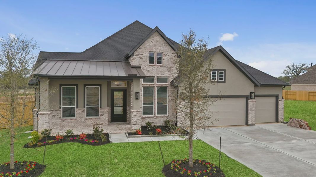Representative exterior photo of a completed home built from the Brentwood by Chesmar Homes in Briarley, Montgomery, TX (Image 21). Representative exterior photo of a completed home built from the Brentwood by Chesmar Homes in Briarley, Montgomery, TX (Image 21).