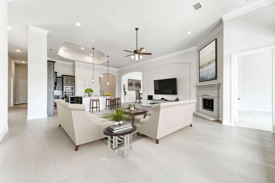 Representative furnished interior of a home built from the 4082 by Ravenna Homes in Artavia 70′, Conroe (Image 7).