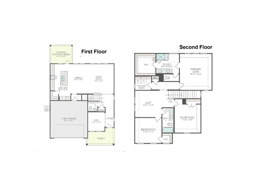 2D floor plan layout for the Holly by Tri Pointe Homes in Landmark, Denton, TX (Image 3). 2D floor plan layout for the Holly by Tri Pointe Homes in Landmark, Denton, TX (Image 3).
