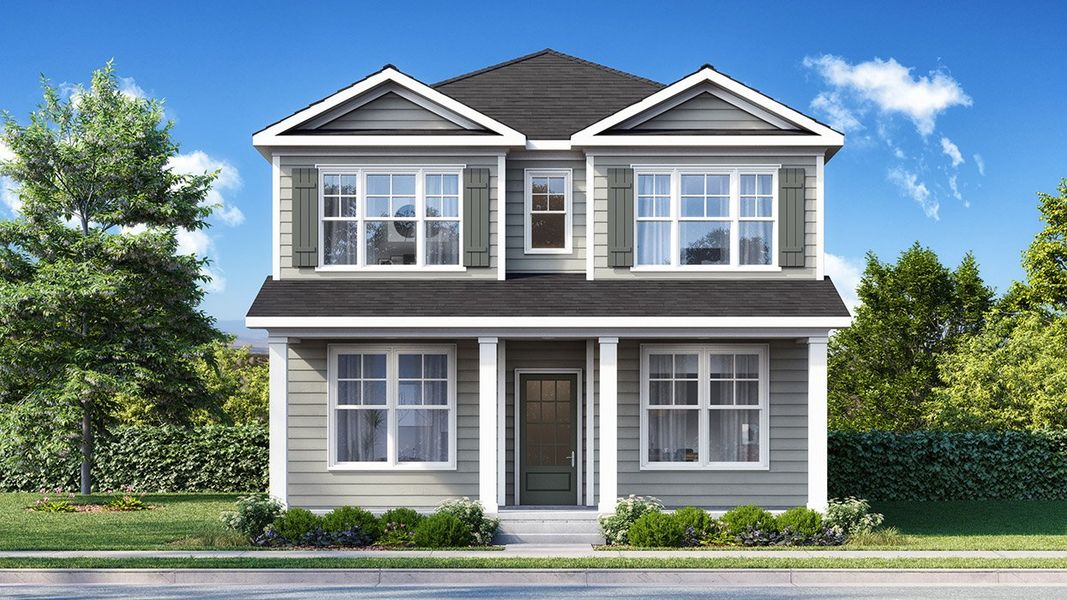 Front exterior of a new home in Brookland Commons, Monroe, GA, highlighting curb appeal (Image 1).