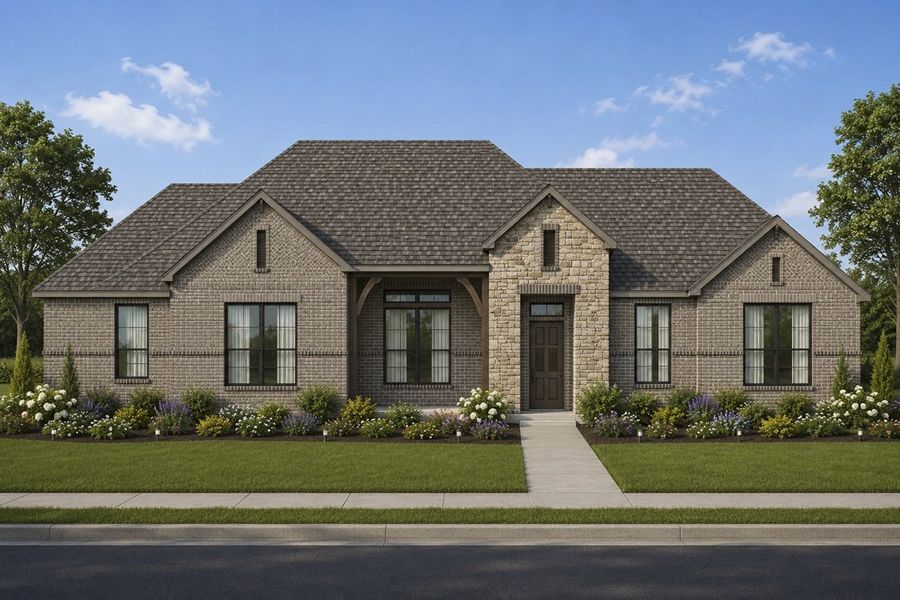 Representative exterior photo of a completed home built from the The Meadowbrook by Lillian Custom Homes in Emerson Farms, Rockwall, TX (Image 2). Representative exterior photo of a completed home built from the The Meadowbrook by Lillian Custom Homes in Emerson Farms, Rockwall, TX (Image 2).